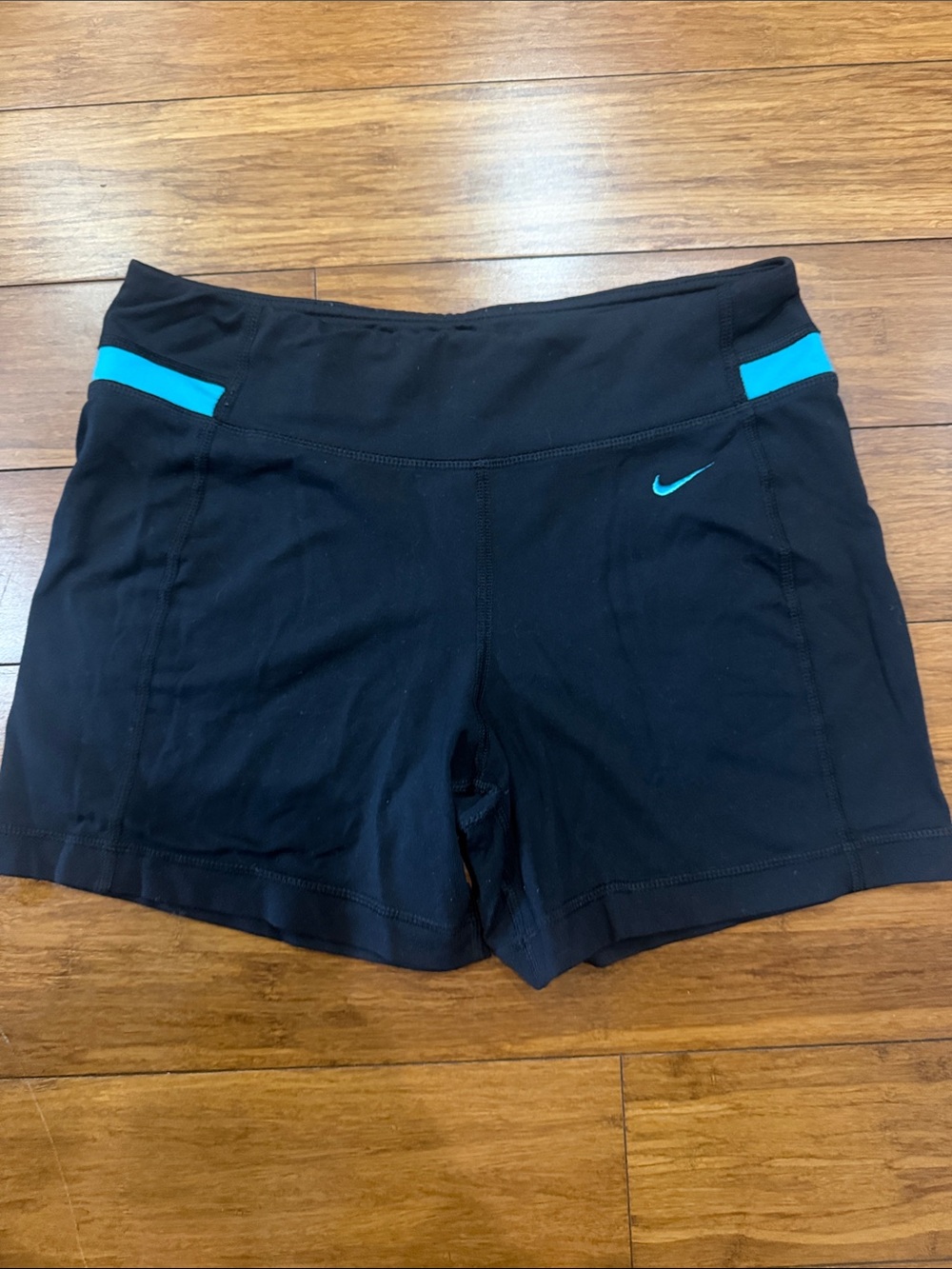 Nike Dri-fit Black Athletic Shorts with Teal Accents
